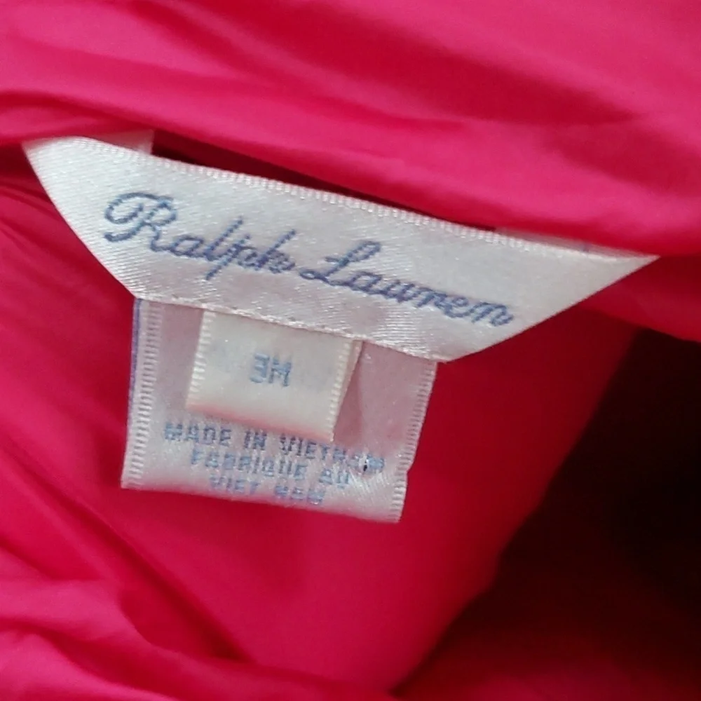 Ralph Lauren hot pink baby puffer bunting